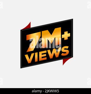 Un adesivo di 7M visualizzazioni per un post di celebrazione dei social media Illustrazione Vettoriale
