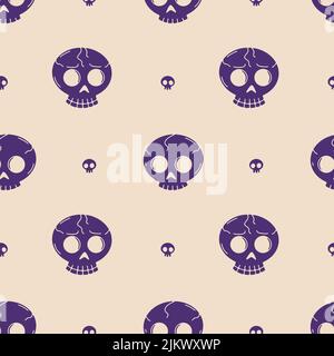 Motivo senza cuciture con silhouette viola su sfondo beige Illustrazione Vettoriale