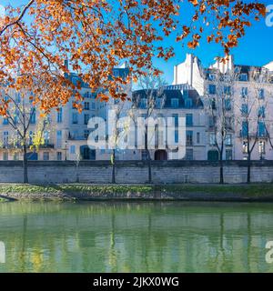 Parigi, ile Saint-Louis, belle case quai d’Anjou Foto Stock