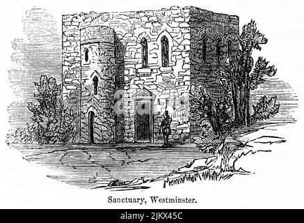 Anctuary, Westminster, Illustrazione dal Libro, 'John Cassel’s Illustrated History of England, Volume II', testo di William Howitt, Cassell, Petter, and Galpin, Londra, 1858 Foto Stock