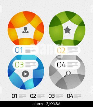Colorato e moderno design geometrico modello. Può essere utilizzato come infographics, numerate banner, modello di sfondo, schemi a blocchi, layout web Illustrazione Vettoriale