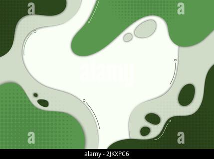 Astratto doodle verde modello disegno decorativo. Design sovrapposto con sfondo di decorazione a mezzitoni circolare. Vettore Illustrazione Vettoriale