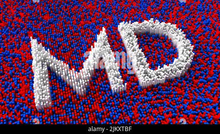 Una rappresentazione 3D dell'abbreviazione di stato del Maryland su sfondo rosso e blu Foto Stock