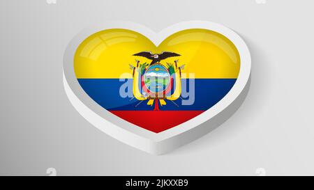 EPS10 Vector Patriotic Heart con bandiera dell'Ecuador. Un elemento di impatto per l'uso che si desidera fare di esso. Illustrazione Vettoriale