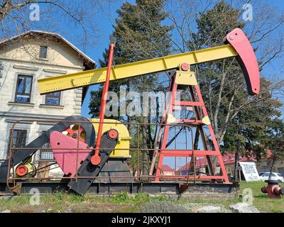 Un museo di estrazione petrolifera a Hodonin nella Moravia meridionale, la mostra di impianti minerari Foto Stock