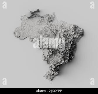 Mappa di rilievo del Brasile Grigio colore moderno minimo Mappa 3D illustrazione Foto Stock