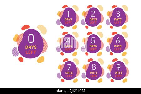 Numero di giorni rimasti vettore di disegno liquido ameba Illustrazione Vettoriale
