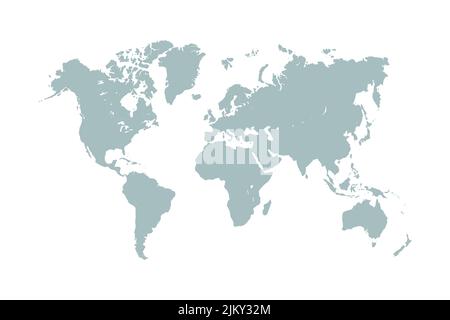 Vettore mappa del mondo isolato su sfondo bianco Illustrazione Vettoriale