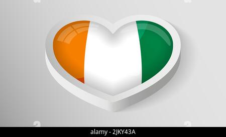 EPS10 Vector Patriotic Heart con bandiera di IvoryCoast. Un elemento di impatto per l'uso che si desidera fare di esso. Illustrazione Vettoriale