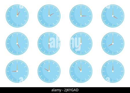 Icona dell'orologio da parete isolata su sfondo bianco. Illustrazione vettoriale Illustrazione Vettoriale