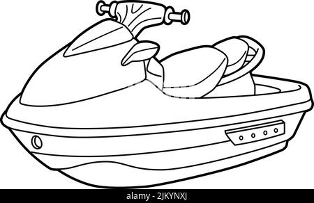 Jet Ski Vehicle Coloring Page for Kids Illustrazione Vettoriale