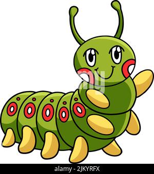 Caterpillar Animal Cartoon Coloured Clipart Illustrazione Vettoriale