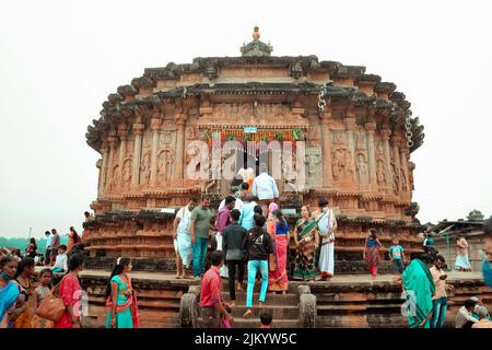 Il tempio Sharada o Sharadamba il giorno del festival Dasara o Dussehra. Foto Stock