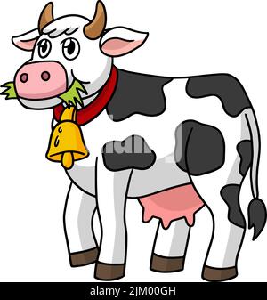 Illustrazione di Cow Animal Cartoon Coloured Clipart Illustrazione Vettoriale