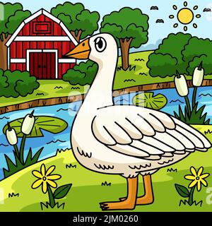 Goose Animal Cartoon colorato Illustrazione Illustrazione Vettoriale