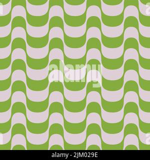 Ripetizione senza giunture. Strisce ondulate curve nei colori verde e rosa chiaro. Illustrazione vettoriale. 3D effetto. Stampa per tessuti, tessuti, poster, arredamento Illustrazione Vettoriale
