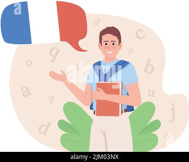 Insegnamento francese 2D vettore isolato illustrazione Illustrazione Vettoriale