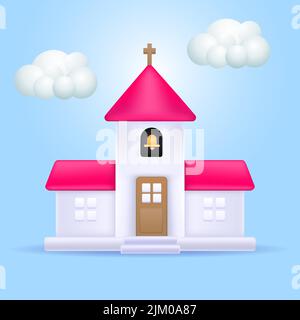 informazioni sull'icona curch. 3d icona vettore. Stile minimal cartoon Illustrazione Vettoriale