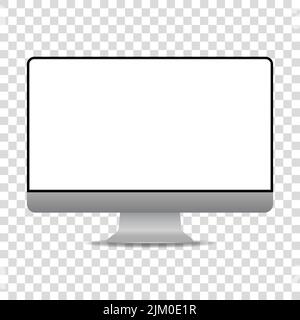 Monitor per computer realistico isolato su sfondo trasparente. Mockup vettoriale Illustrazione Vettoriale