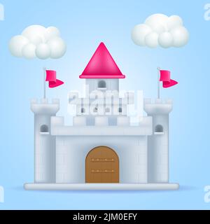 castello. vecchia torre fortezza. 3d immagine vettoriale di icone di stile cartoon Illustrazione Vettoriale