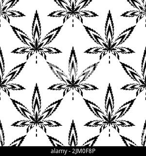 Foglie di marijuana o foglie di cannabis senza cuciture Illustrazione Vettoriale