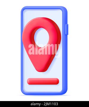 3D pin della mappa della posizione nello smartphone Illustrazione Vettoriale