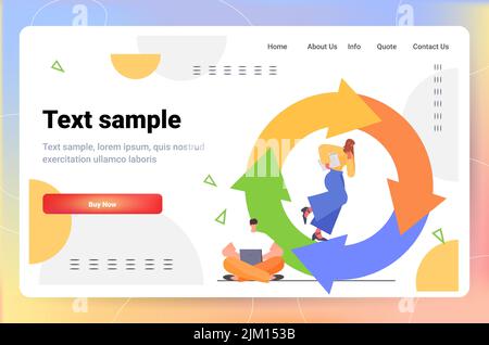 concetto di software di aggiornamento delle applicazioni mobili per gli uomini d'affari che utilizzano gadget digitali Illustrazione Vettoriale