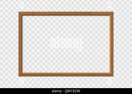 3d immagini realistiche della cornice in legno su sfondo trasparente Illustrazione Vettoriale
