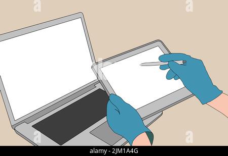 Illustrazione a mano e tampone di disegno Illustrazione Vettoriale