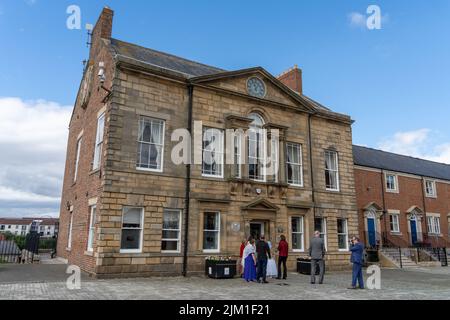 Vista dell'ufficio del registro di North Tyneside presso l'edificio Stag Line, Maritime Chambers a North Shields, Regno Unito Foto Stock