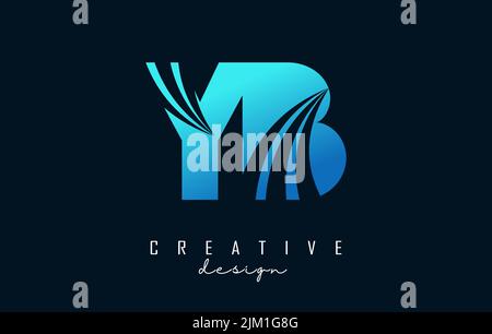 Logo YB y b creativo con lettere blu e design di concetto stradale. Lettere con disegno geometrico. Illustrazione vettoriale con lettera e creati Illustrazione Vettoriale
