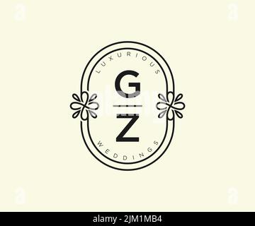 SIGLA GZ lettera Wedding modello logo monogramma, modelli moderni minimalisti e floreali disegnati a mano per le carte di invito, Salva la data, elegante Illustrazione Vettoriale