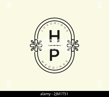 HP initals lettera monogramma modello logo matrimonio, disegnata a mano moderno minimalista e modelli floreali per biglietti d'invito, Salva la data, elegante Illustrazione Vettoriale