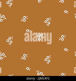 Motivo floreale senape colore fiori tenero motivo senza cuciture. Illustrazione Vettoriale