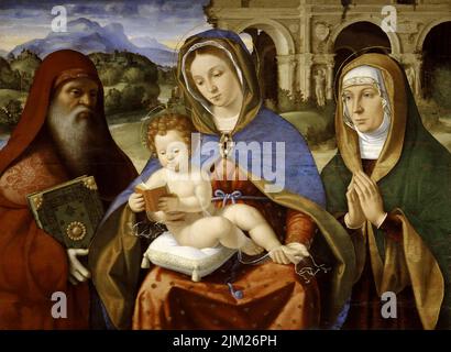 Madonna col Bambino tra i Santi Girolamo ed Anna (Madonna Baglioni). Museo: Accademia Carrara, Bergamo. Autore: ANDREA PREVITALI. Foto Stock