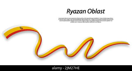 Il nastro ondulato o striscia con bandiera di Ryazan Oblast è una regione della Russia Illustrazione Vettoriale