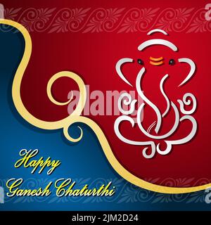 Lord Ganesh Illustrazione - biglietto d'auguri - Happy Ganesh Chaturthi Foto Stock