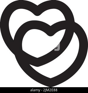 Un'icona con simbolo a doppio cuore su sfondo bianco Illustrazione Vettoriale