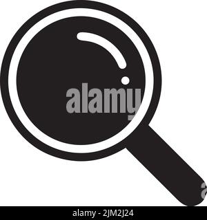 Immagine vettoriale digitale di un'icona a lente di ingrandimento nera su sfondo bianco Illustrazione Vettoriale