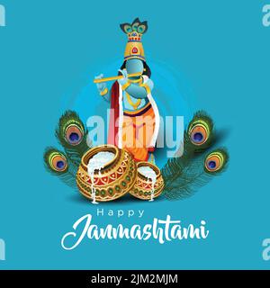 dahi handi festival di shree krishna janmashtami. disegno di illustrazione vettoriale Illustrazione Vettoriale