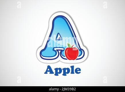 Adesivi alfabetici per bambini. Buon per i progetti della scuola e dell'asilo. Illustrazione del vettore. Illustrazione Vettoriale