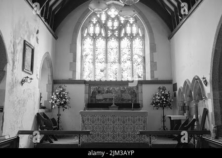 Interno di San Crewenna (CHIESA DI SAN CREWEN), Crowan, Cornovaglia Foto Stock