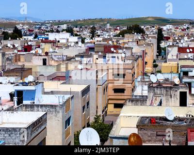Vista aerea su un quartiere urbano in Marocco Foto Stock