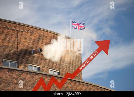 L'aumento dei prezzi dell'energia, del gas, dell'elettricità, del costo della vita in crisi, della recessione, dell'inflazione, del concetto britannico. Foto Stock