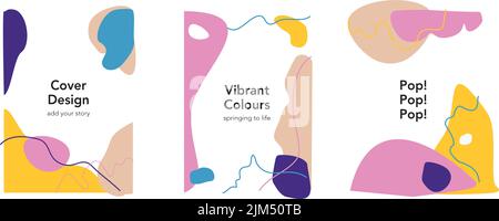 Un'illustrazione digitale di un modello di copertina astratto e colorato Illustrazione Vettoriale