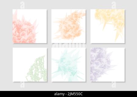 Set di sfondi astratti di grafica creativa. Modello di banner quadrato a forma di pennello acquerello in colore pastello arcobaleno. Design di sfondo per i social media Illustrazione Vettoriale