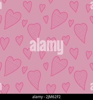 cuore mano disegnata scricbble elementi doodle motivo senza cuciture per tappezzeria tessuto fasciatura Illustrazione Vettoriale
