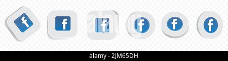 Un'illustrazione dei logo di Facebook in forma rotonda e quadrata isolata su sfondo bianco Illustrazione Vettoriale