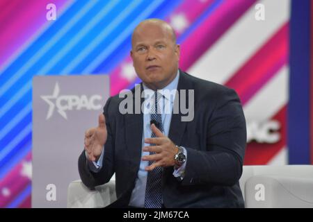 Dallas, Texas, Stati Uniti. 4th ago 2022. (NUOVO) Matthew Whitaker presenta osservazioni alla Conferenza di azione politica conservatrice 2022 a Dallas, Texas. 4 agosto 2022, Dallas, Texas, Stati Uniti. Matt Whitaker presenta osservazioni durante la Conferenza d'azione politica conservatrice (CPAC), tenutasi nello stato del Texas, negli Stati Uniti, giovedì (4). Matthew George Whitaker è un avvocato, un lobbista e un politico americano che ha servito come avvocato generale degli Stati Uniti dal 7 novembre 2018 al 14 febbraio 2019. È stato nominato a tale posizione dal presidente Donald Trump dopo le dimissioni di Jeff Sessions a Tr Foto Stock