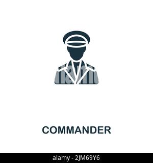 Icona Commander. Icona monocromatica Simple Line War per modelli, web design e infografiche Illustrazione Vettoriale